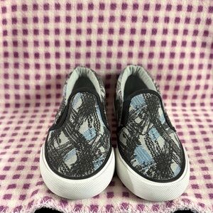 Kids Patterned Slip-On Sneakers - Black and Blue